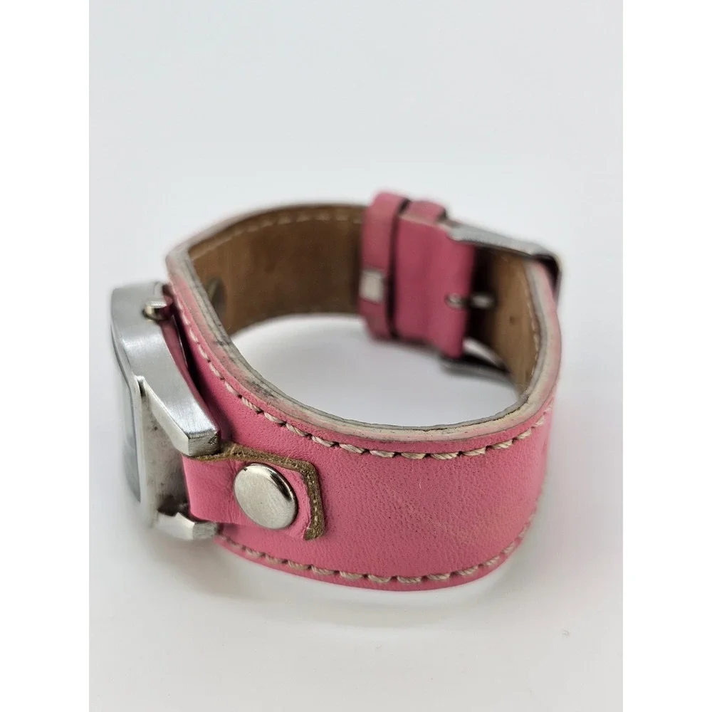 25MM Women's‎ Analog Watch Gray Dial Pink Leather Band NEW Battery